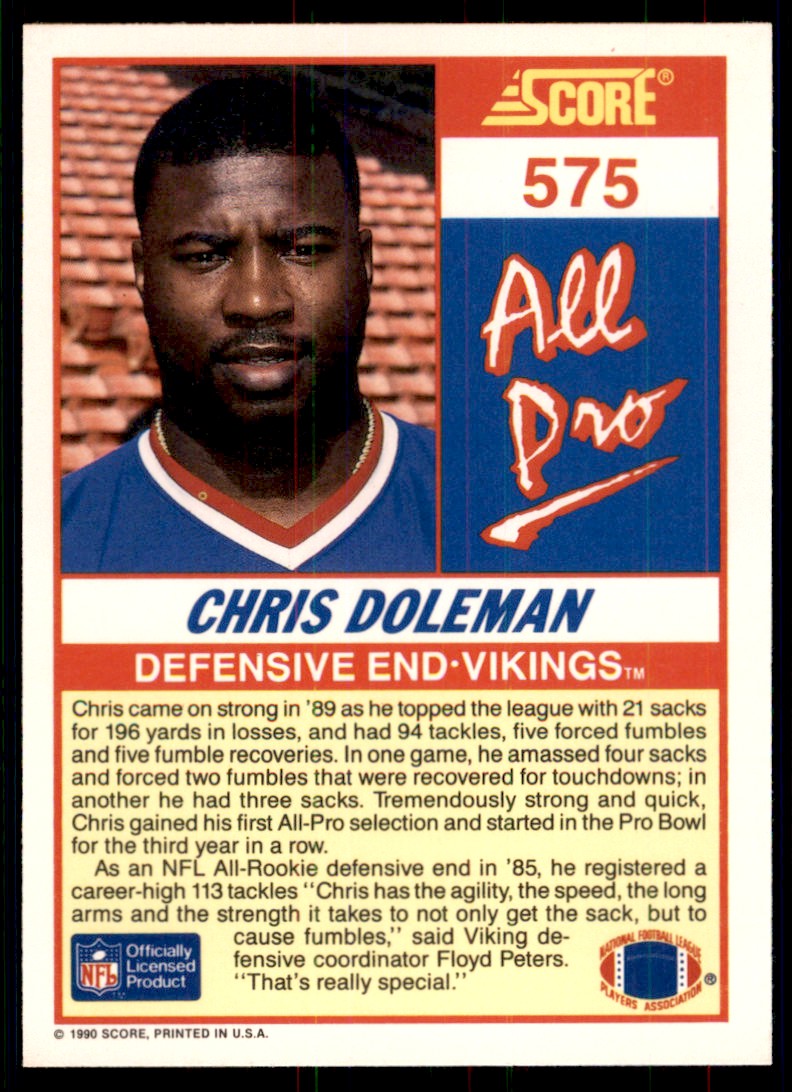 1990 Score All Pro Chris Doleman Minnesota Vikings #575 NFL