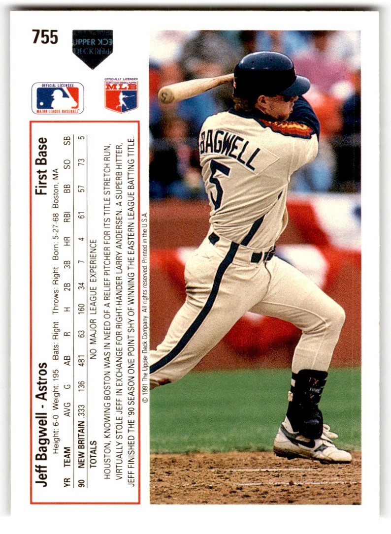1991 Upper Deck Jeff Bagwell Rookie #755 Houston Astros | eBay