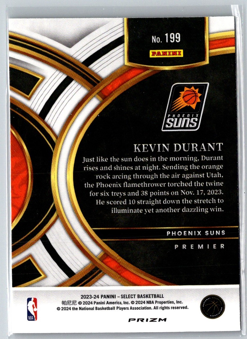 ソウル ストーン foil 2024-25 PANINI SELECT GREEN/WHITE/PURPLE KEVIN DURANT PHOENIX SUNS