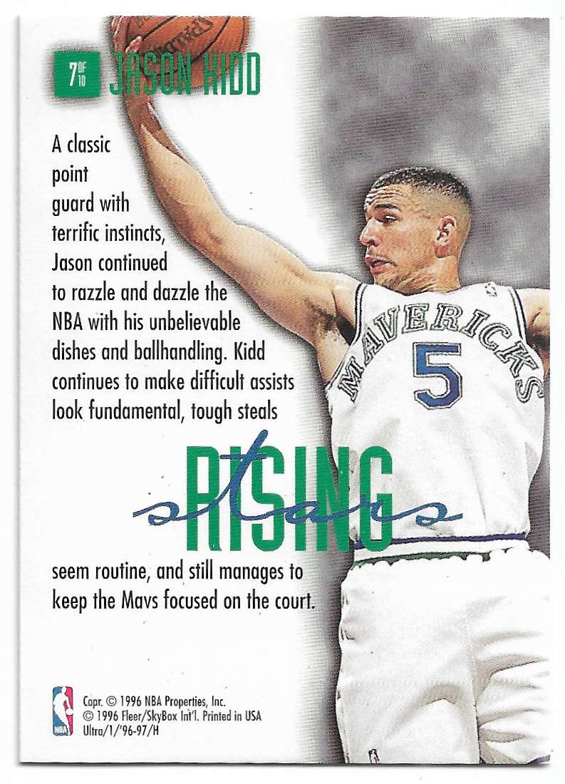 1996-97 Ultra Rising Stars Jason Kidd #7 card back image