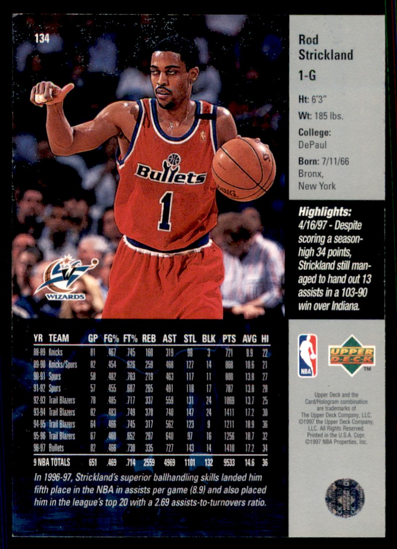 1997-98 Upper Deck Rod Strickland #134 on Kronozio