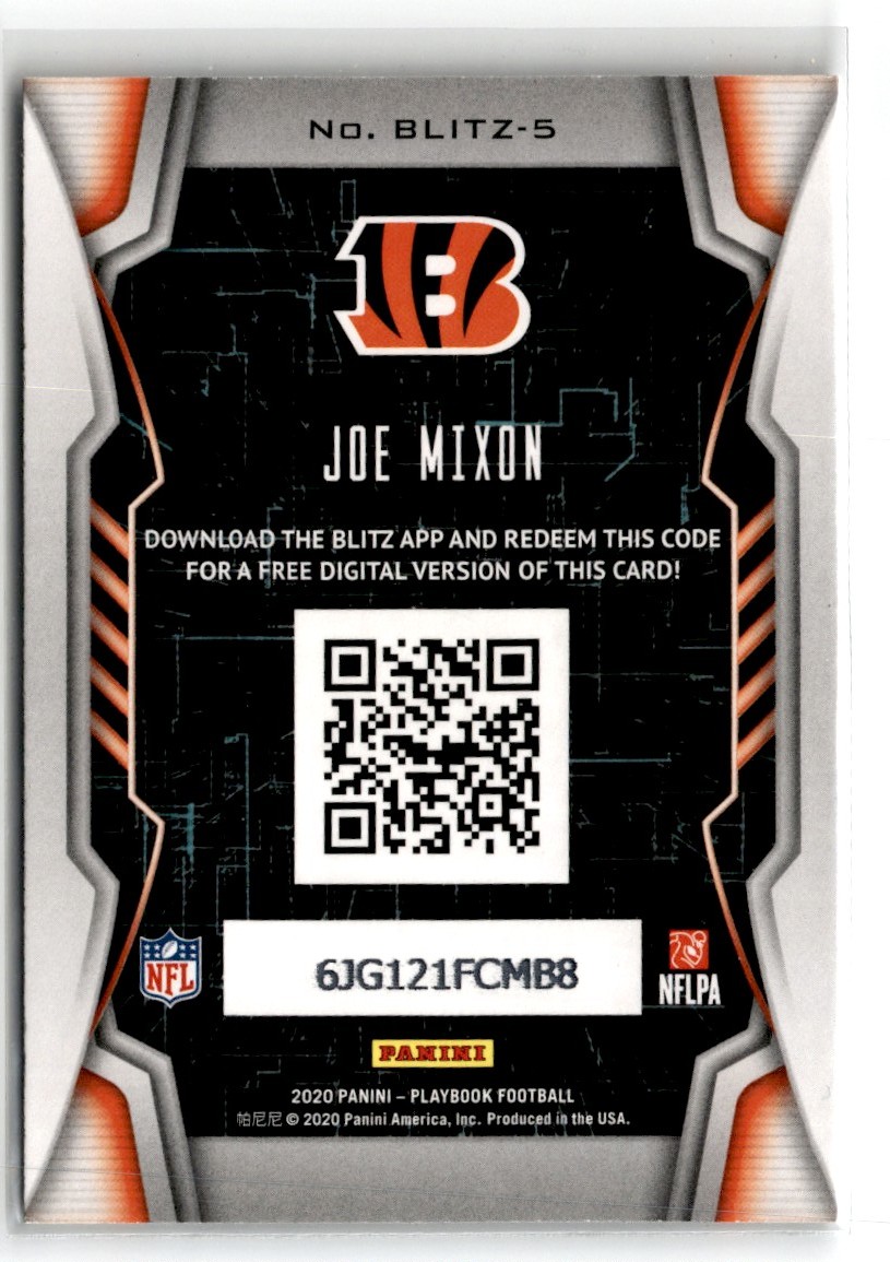 2020 Panini Playbook Blitz Joe Mixon #BLITZ-5 card back image