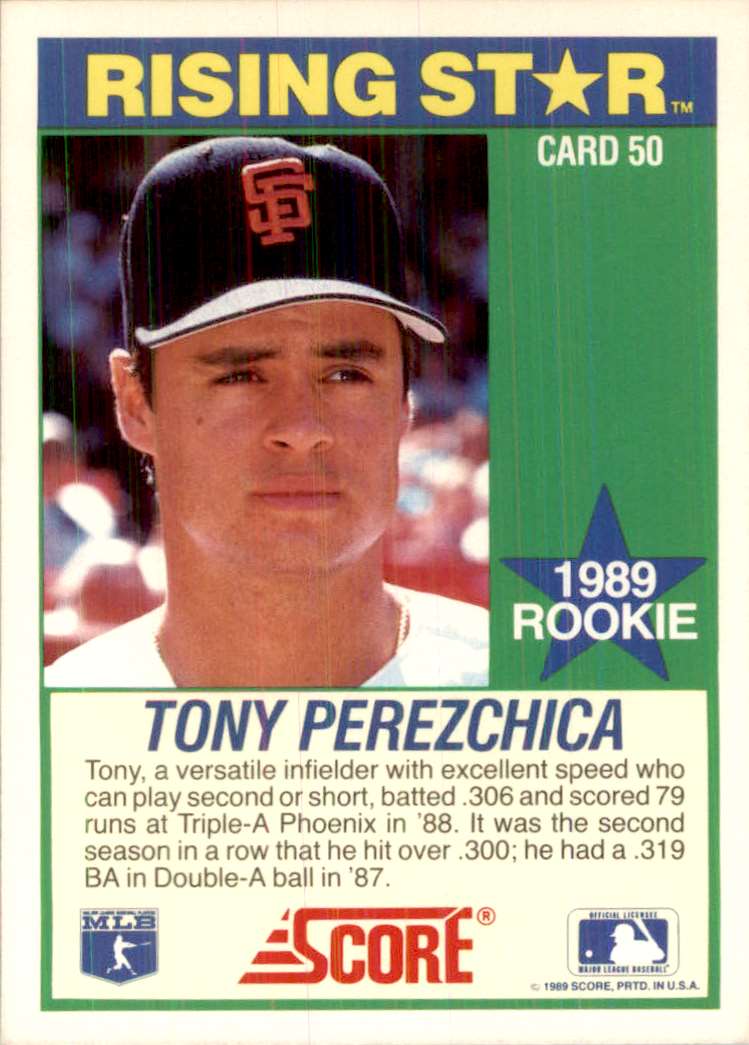 1989 Score Boxed Set Rookie Tony Perezchica #50 On Kronozio