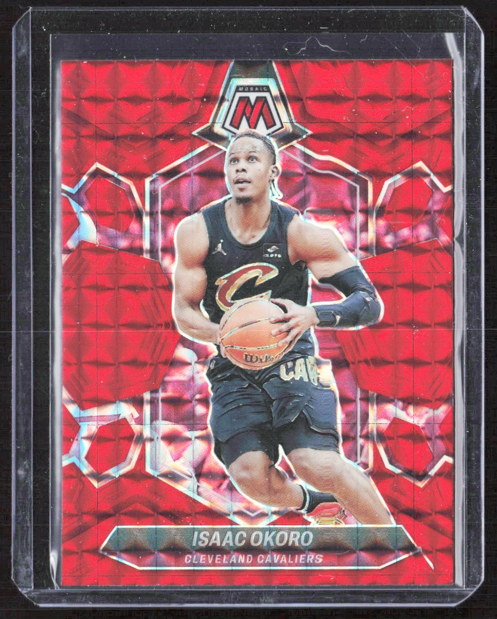 2023-24 5011E Panini Mosaic RED PRIZM Isaac Okoro Cleveland