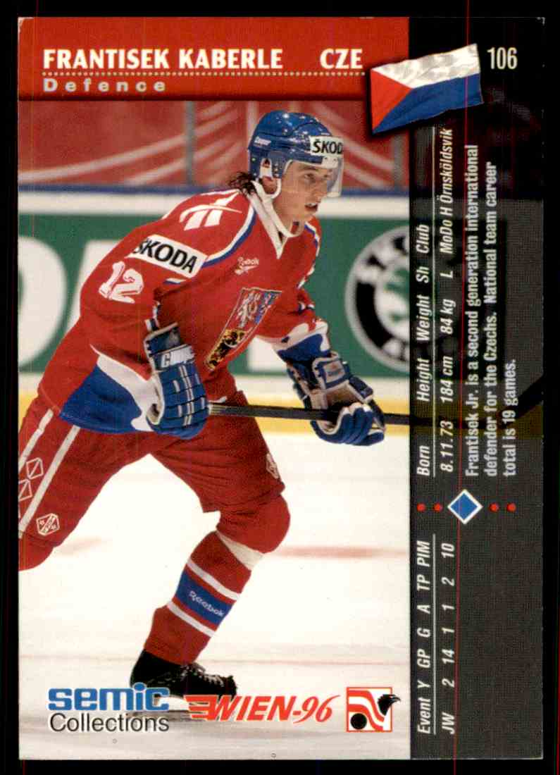 1996-97 Semic Hockey Frantisek Kaberle #106 card back image