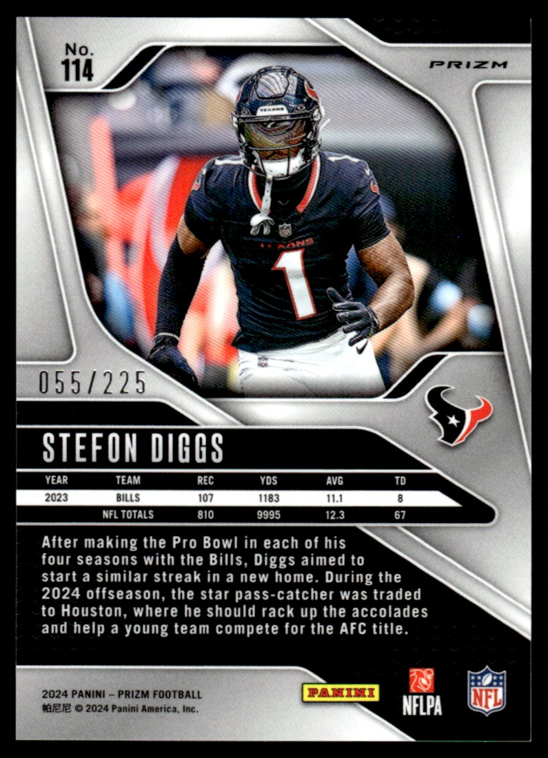 2024 Panini Prizm Purple Ice Stefon Diggs #114 card back image