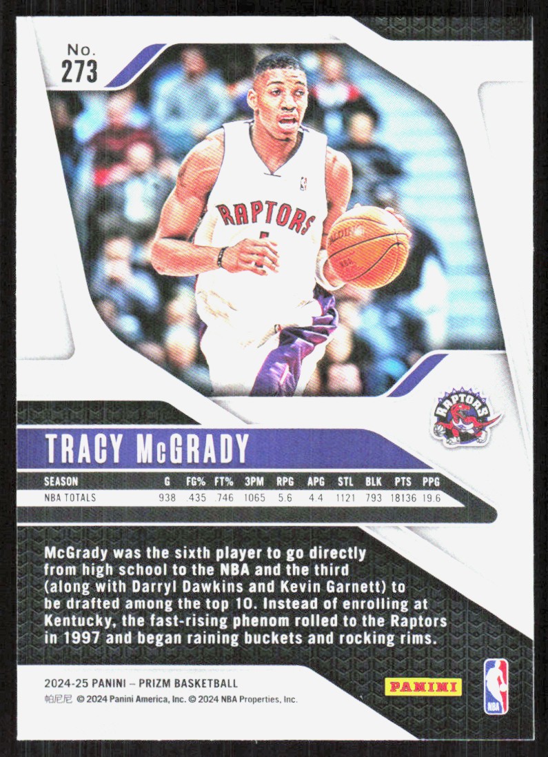 2024-25 Panini Prizm Tracy McGrady #273 card back image