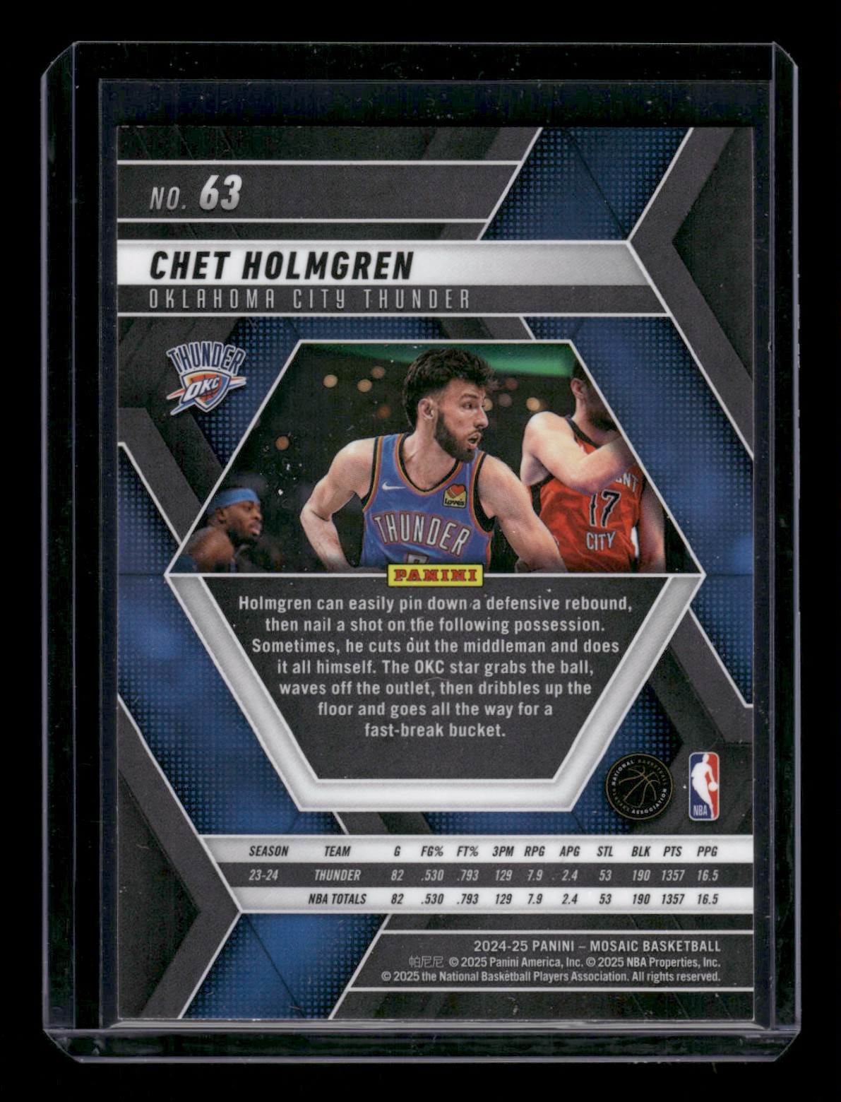 2024-25 Panini Mosaic Chet Holmgren #63 card back image