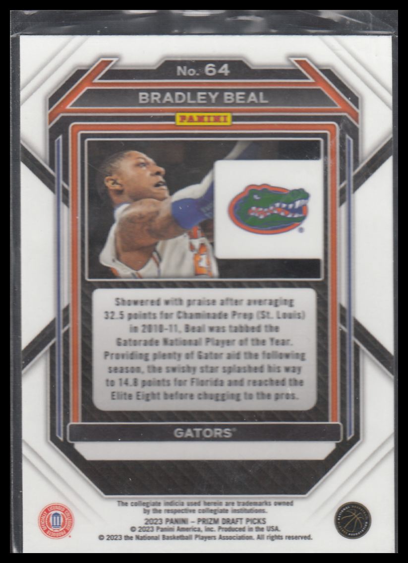 2023-24 Panini Prizm Bradley Beal #64 card back image