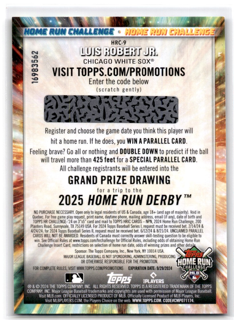 2024 Topps Home Run Challenge Luis Robert Jr. Chicago White Sox