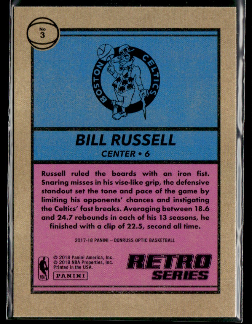 2017-18 Donruss Optic Retro Series Bill Russell #3 card back image