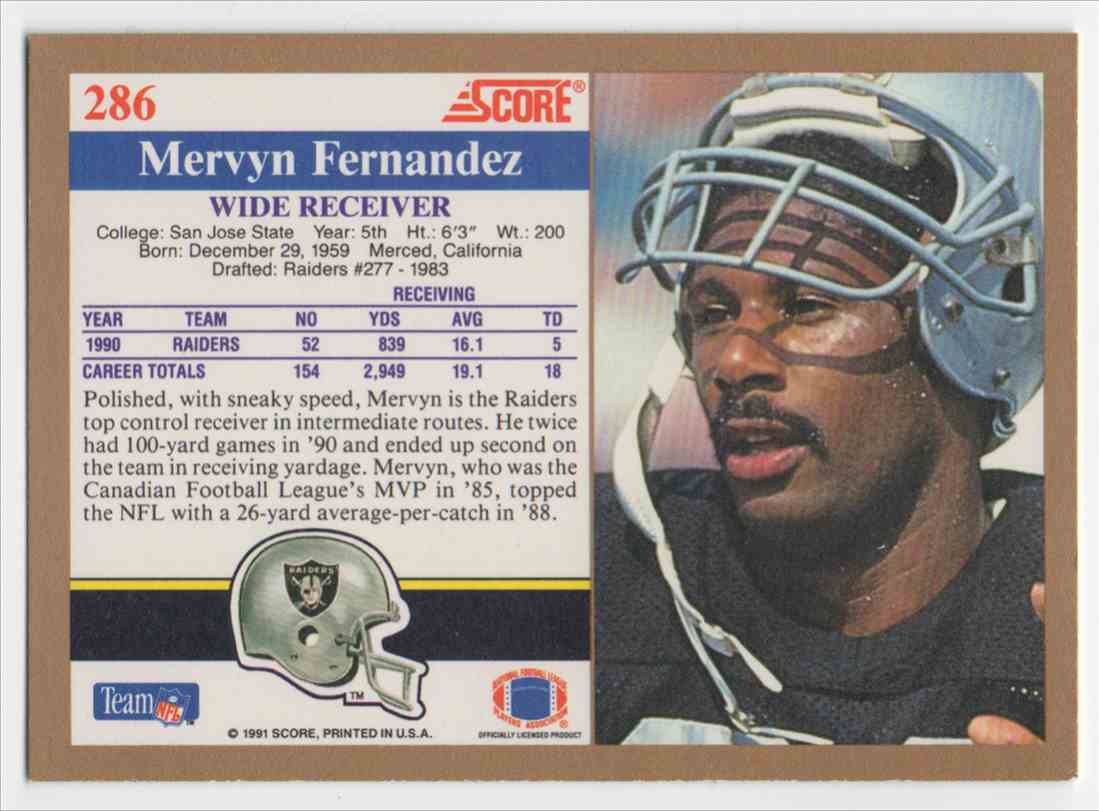 1991 Score Mervyn Fernandez 286 on Kronozio