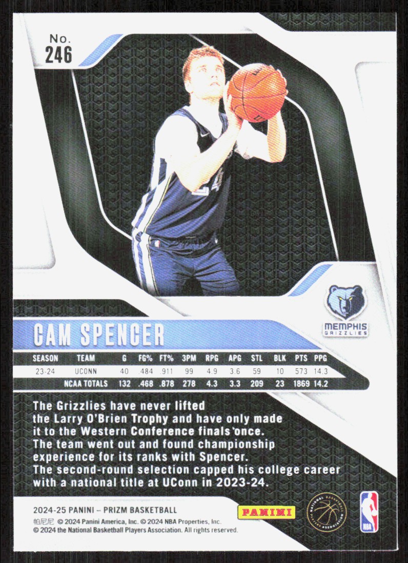 2024-25 Panini Prizm Cam Spencer #246 card back image