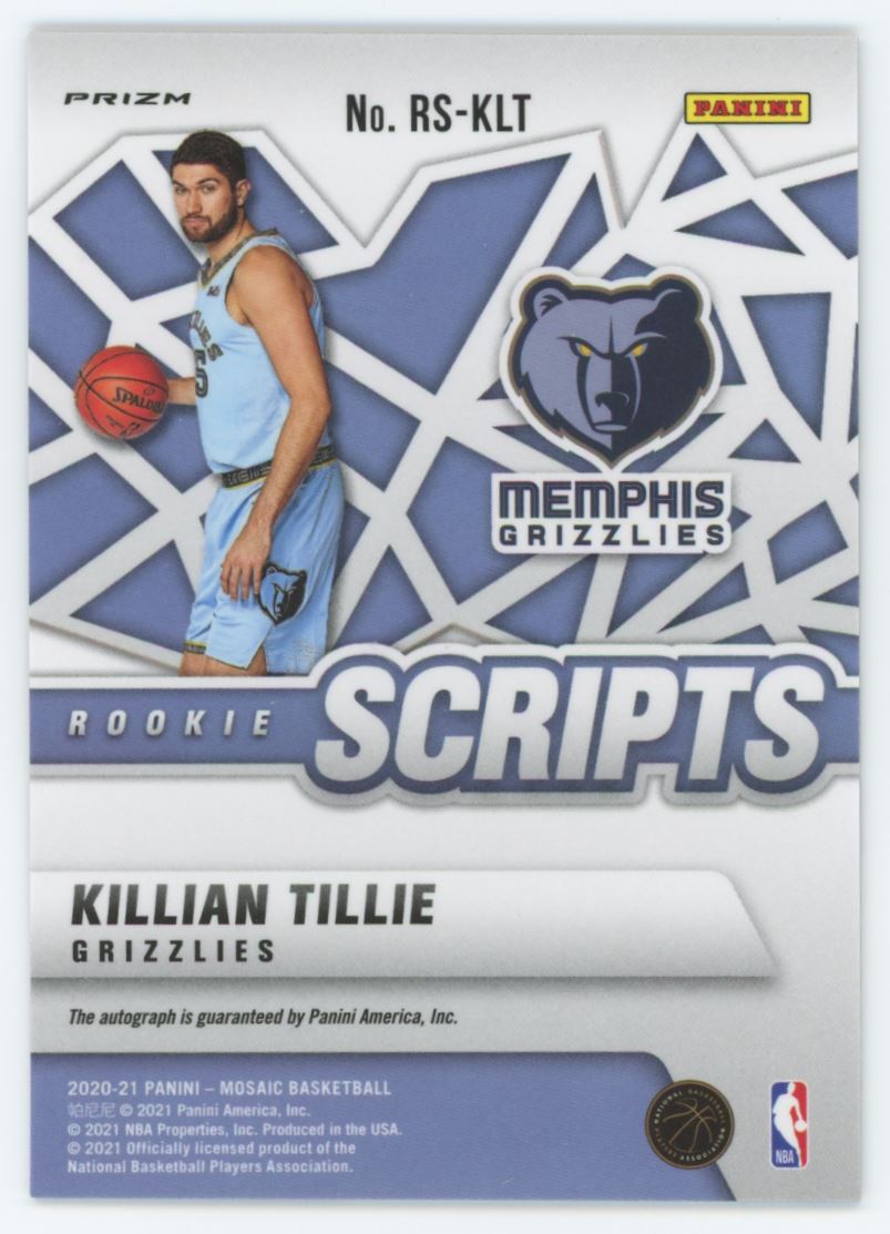 2020-21 Panini Mosaic Killian Tillie #RS-KLT card back image