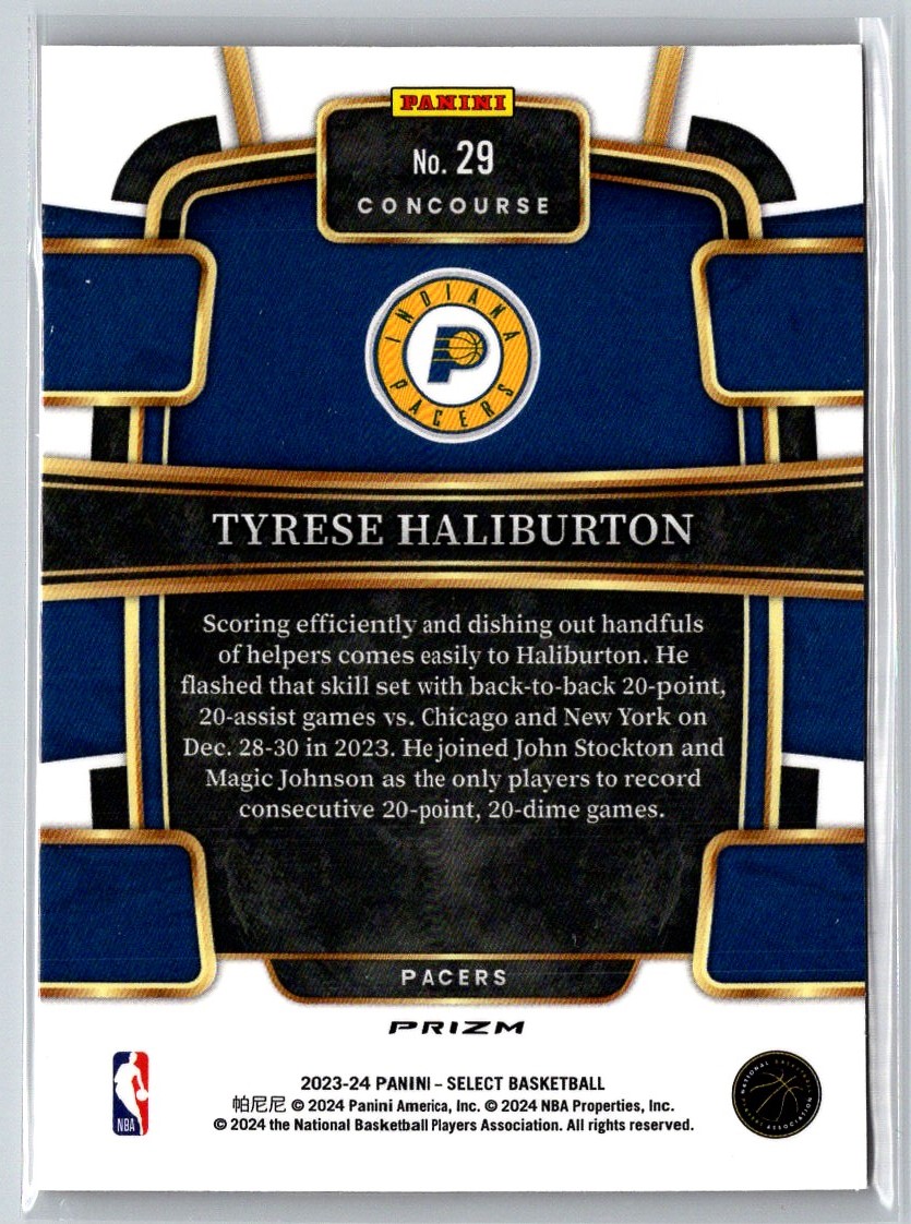 2024-25 PANINI SELECT ORANGE FLASH PRIZM TYRESE HALIBURTON INDIANA