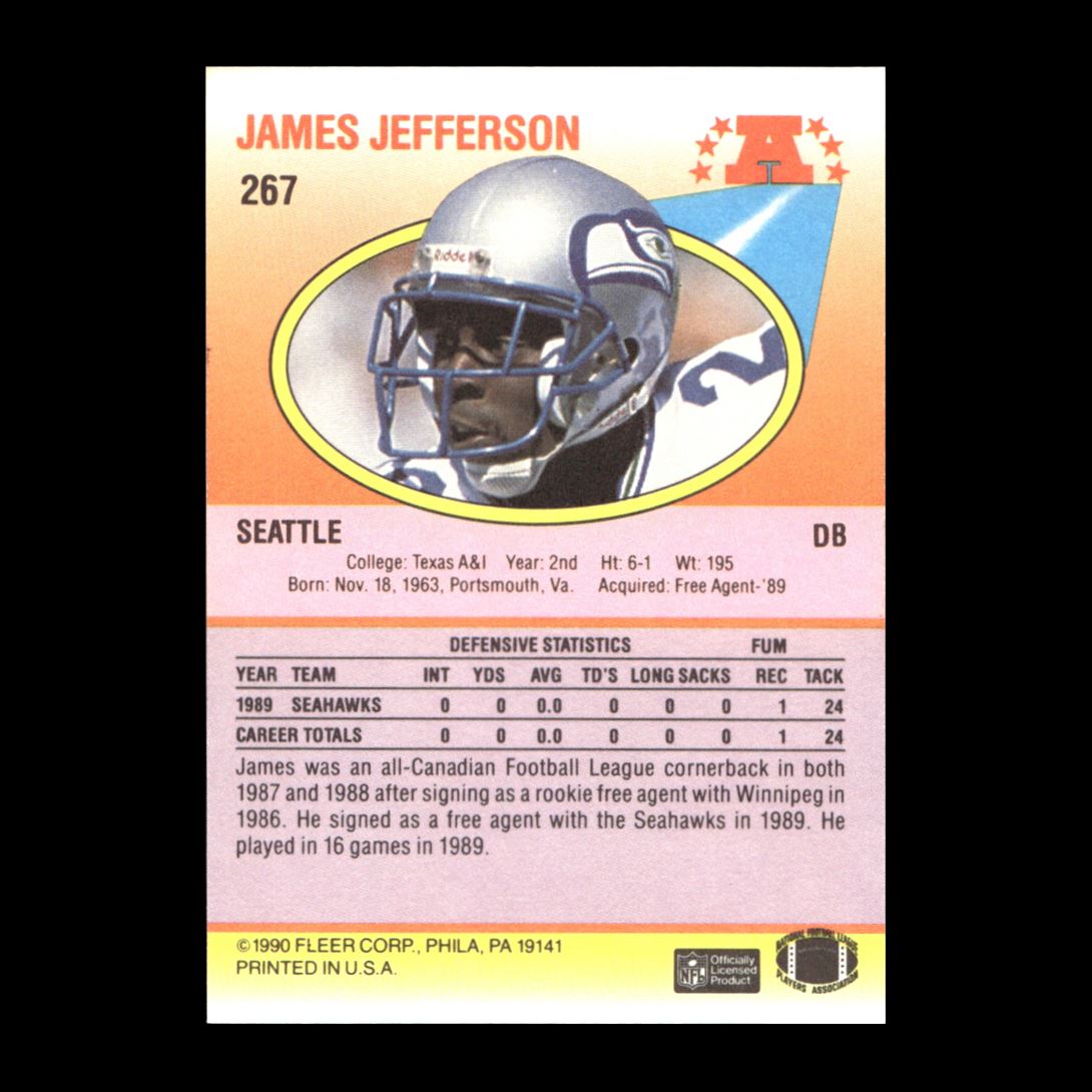 James Jefferson 1990 Fleer Seattle Seahawks #267 R325C 69 | eBay