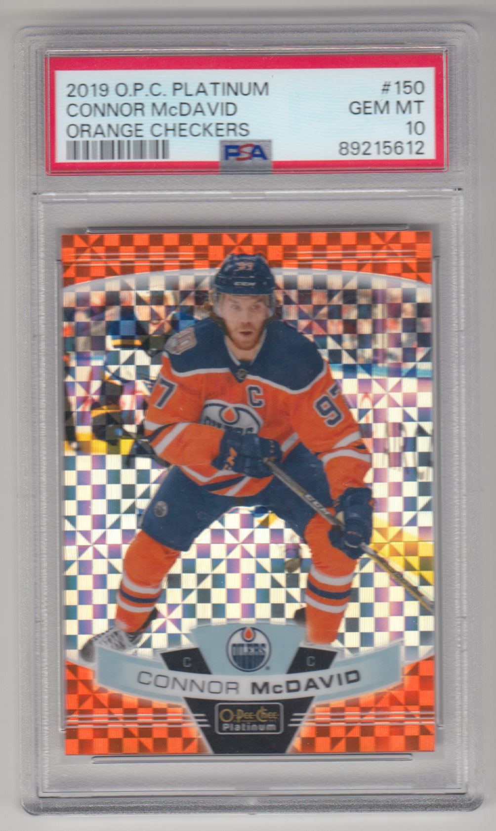 2019-20 O-Pee-Chee Platinum Orange Checkers Connor McDavid #150 on