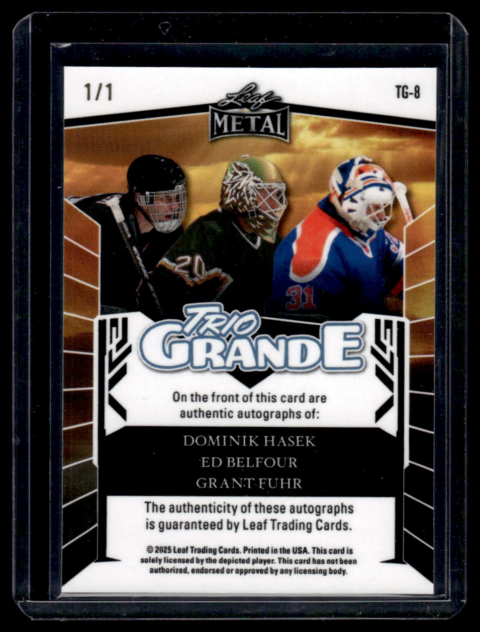 2024-25 Leaf Metal Legends Trio Grande Crystal Purple Hasek