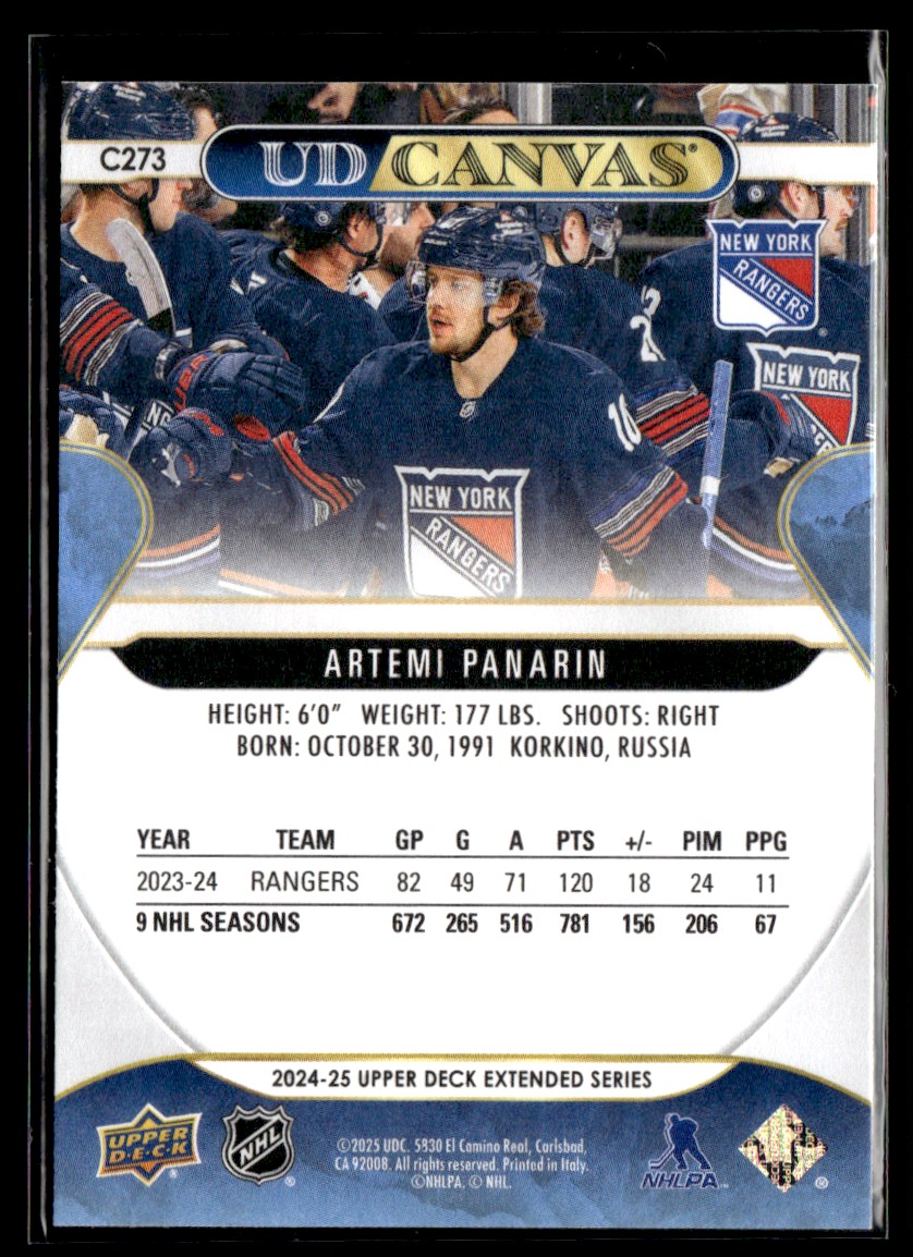 2024-25 Upper Deck UD Canvas Artemi Panarin #C273 card back image