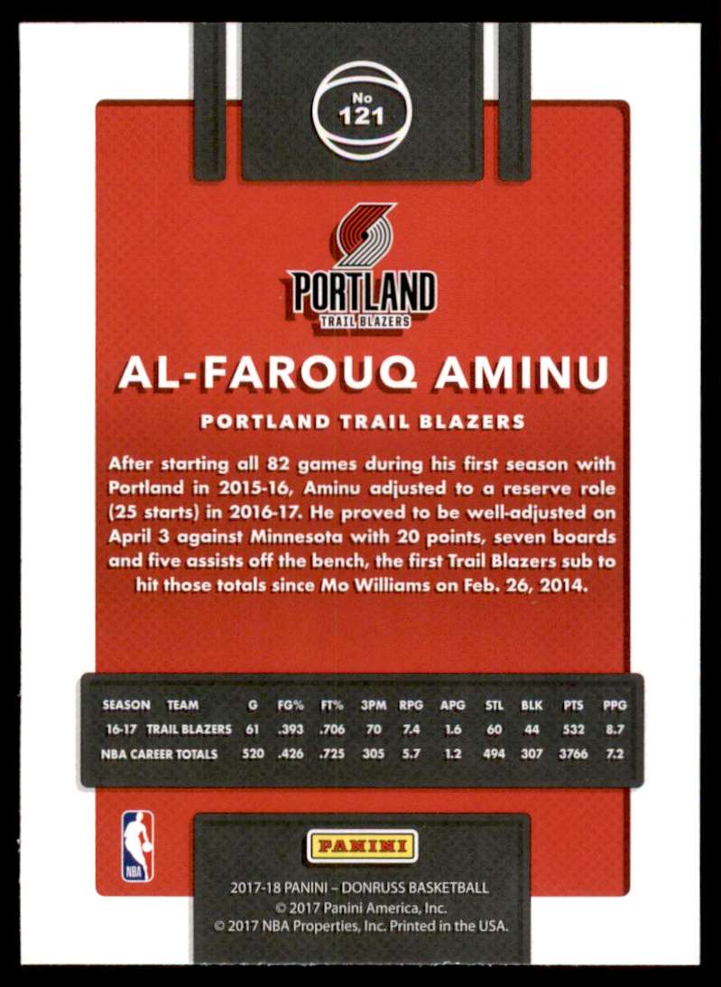 2017-18 Donruss Al-Farouq Aminu #121 card back image