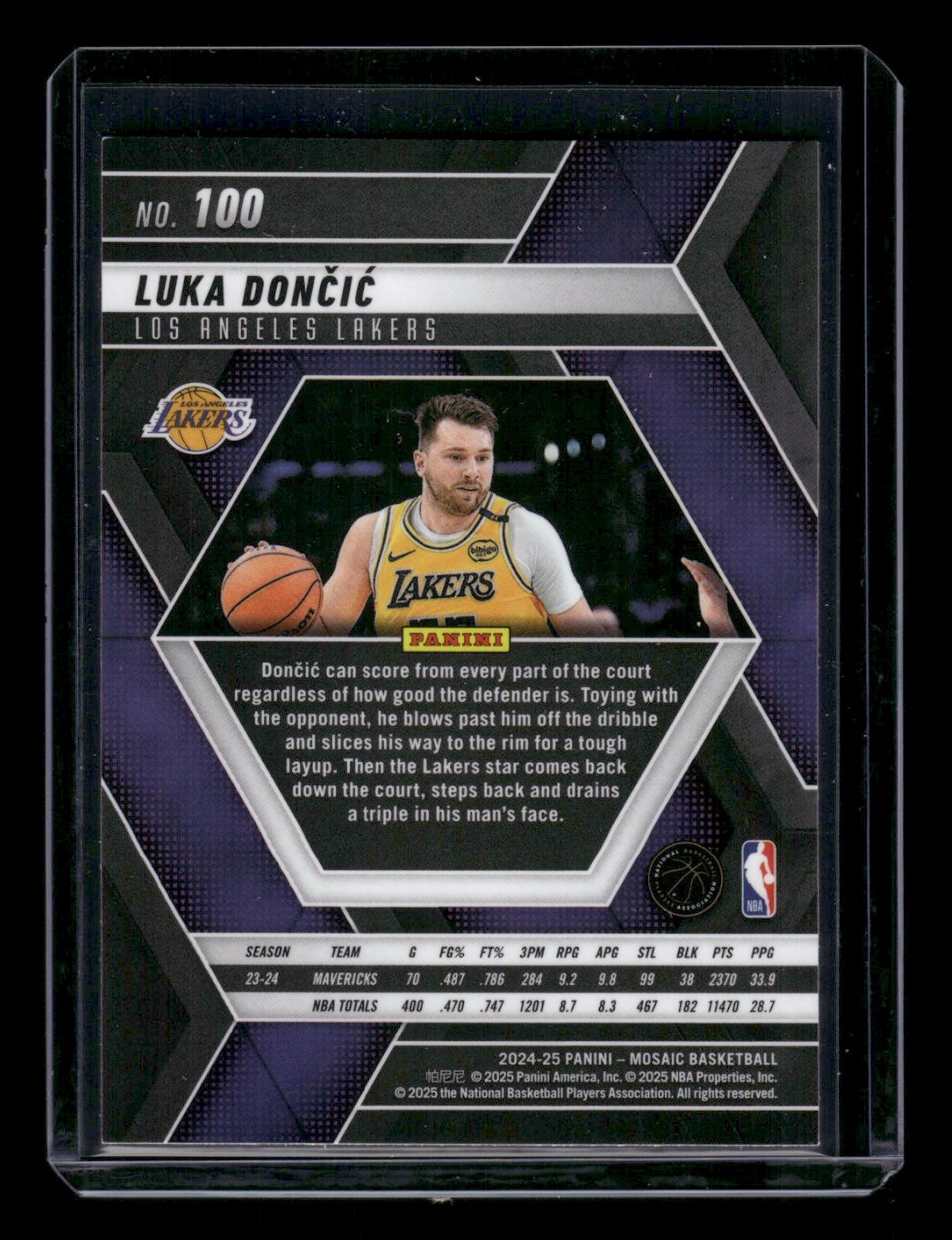 2024-25 Panini Mosaic Luka Doncic #100 card back image