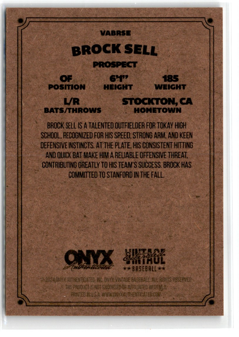 2024 ONYX VINTAGE EXTENDED BROCK SELL #VABRSE card back image