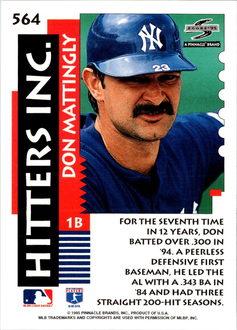 1995 Score Don Mattingly #564 card back image