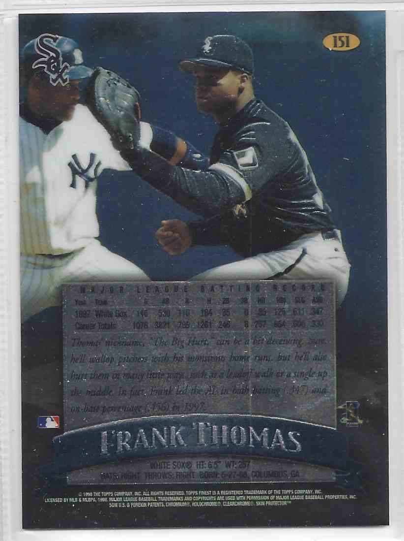 1998 Topps Finest Gallery Frank Thomas #151 card back image