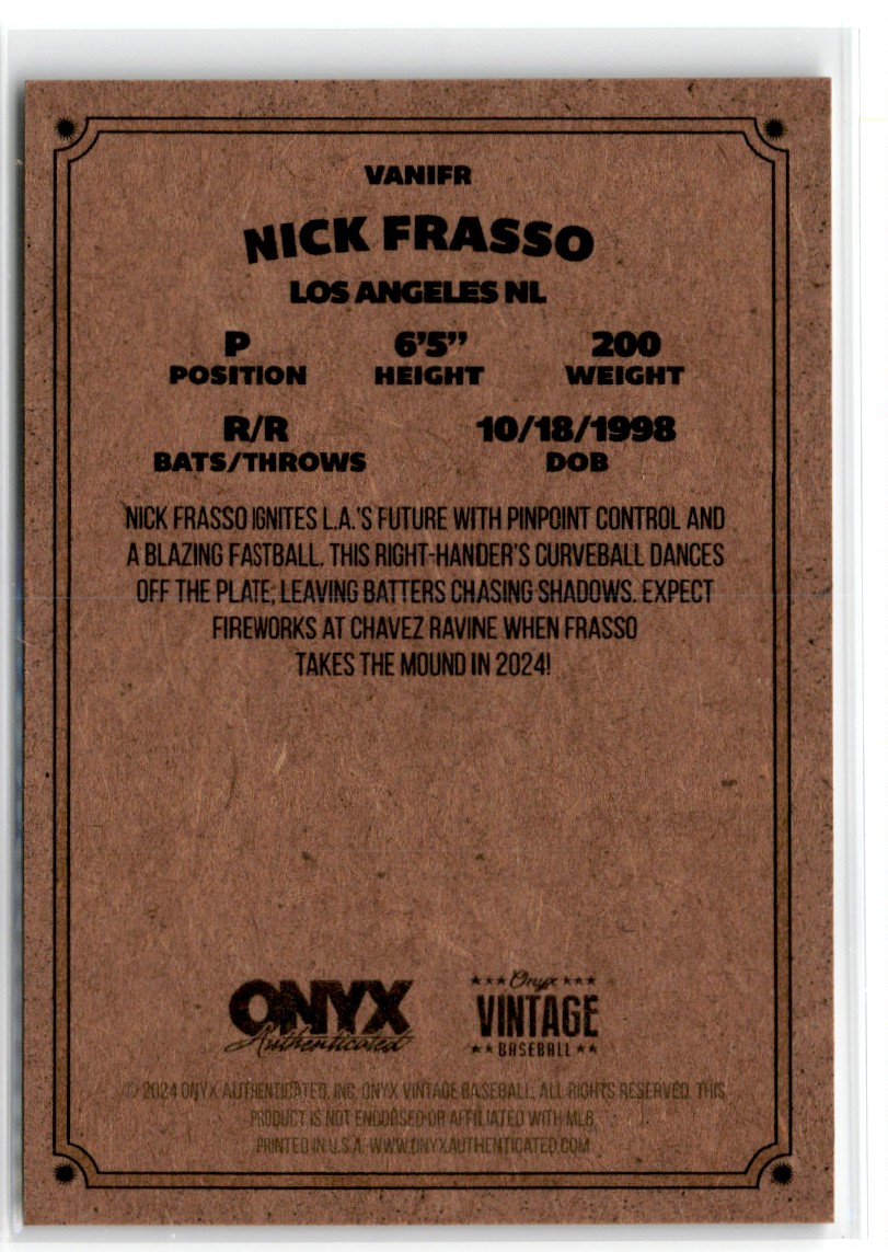 2024 ONYX VINTAGE EXTENDED NICK FRASSO #VANIFR card back image