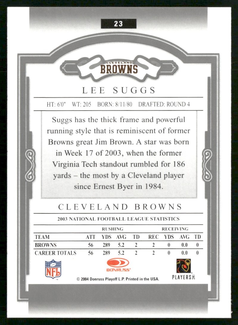 2004 Donruss Classics Lee Suggs Cleveland Browns #23 | eBay