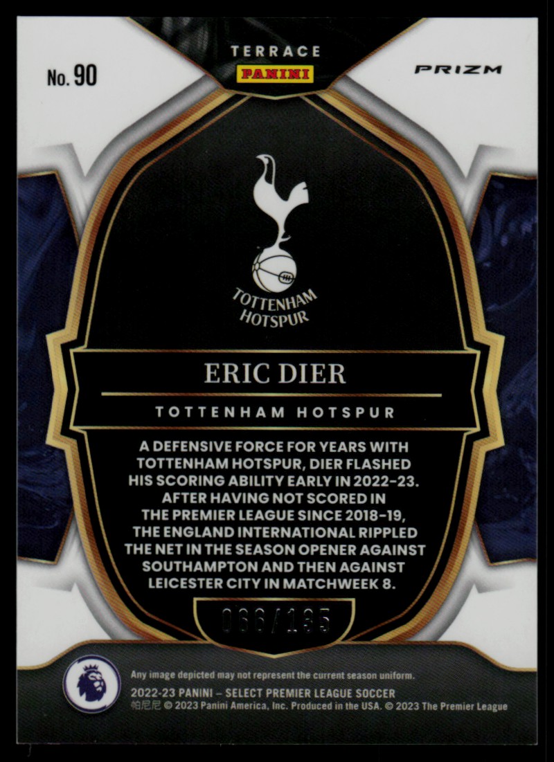 2022 Panini Select Premier League Purple Prizm Eric Dier #90 card back image