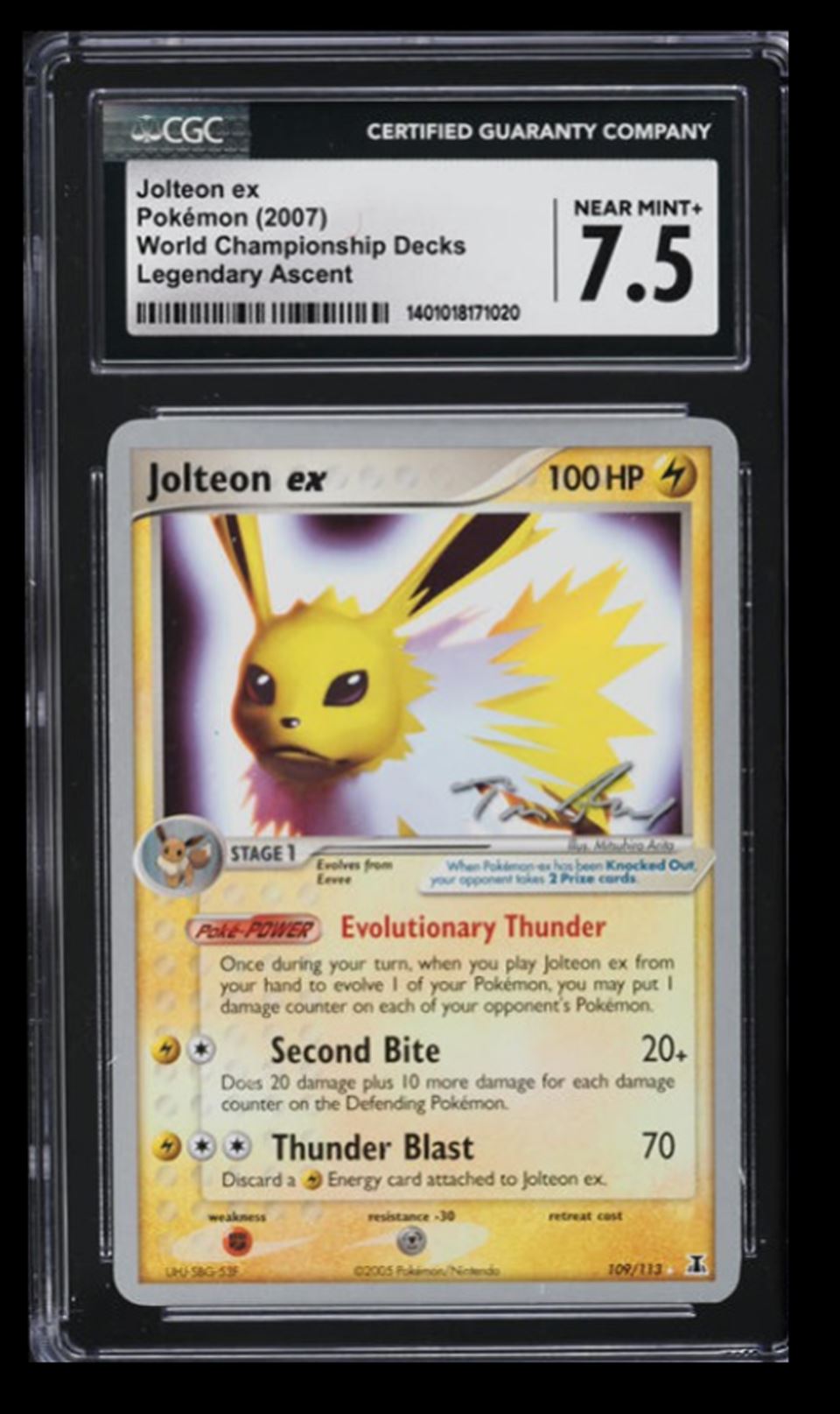 2007 World Championship Decks Jolteon ex CGC 7.5 English #109
