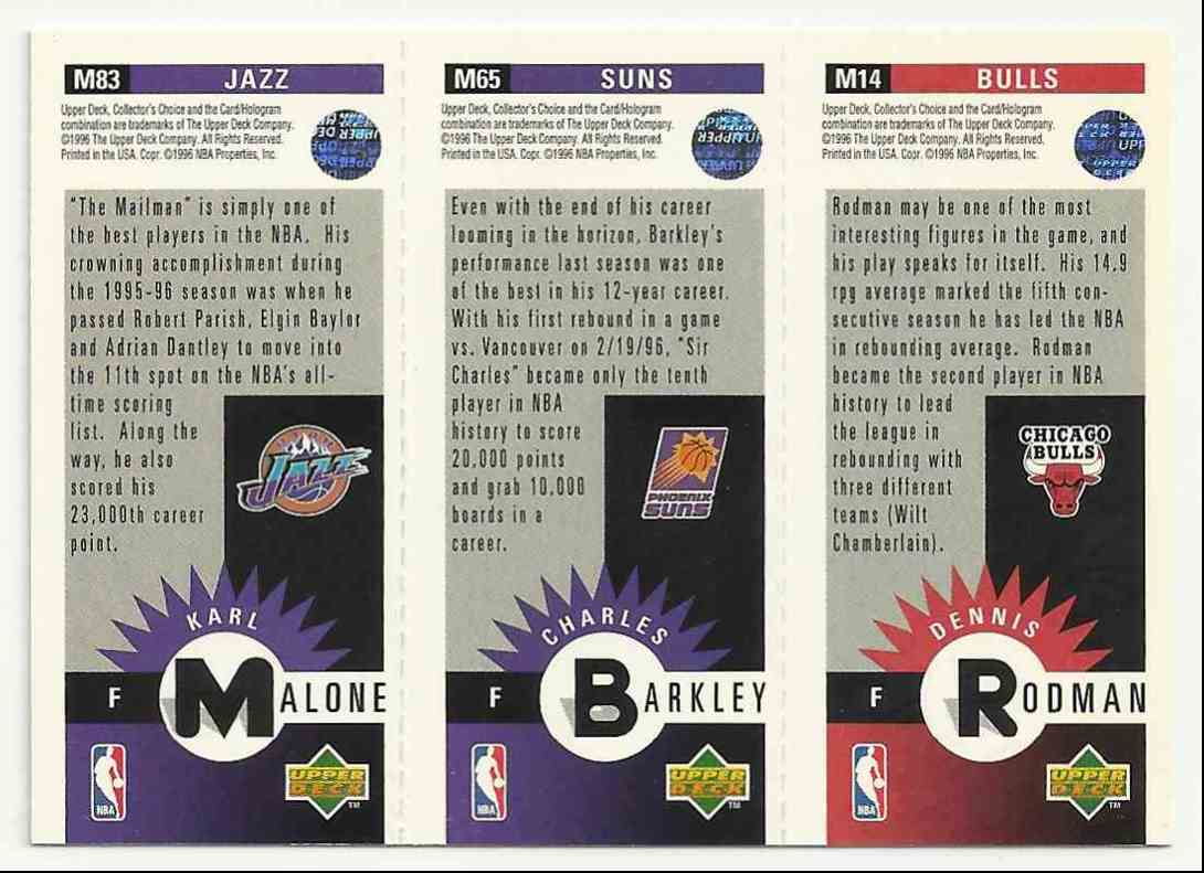 1996-97 Collector's Choice Mini-Cards Dennis Rodman/Charles Barkley/Karl Malone #M-83 card back image