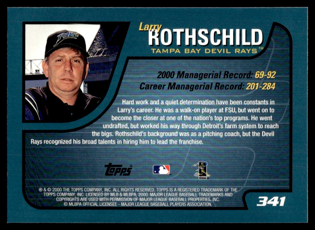 2001 Topps Larry Rothschild #341 card back image