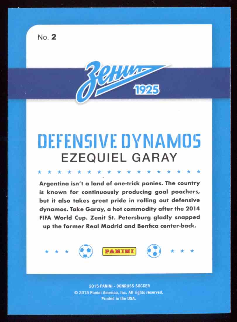 Petersburg 2015 Donruss Soccer 'Defensive Dynamos' #2 Ezequiel Garay Zenit St