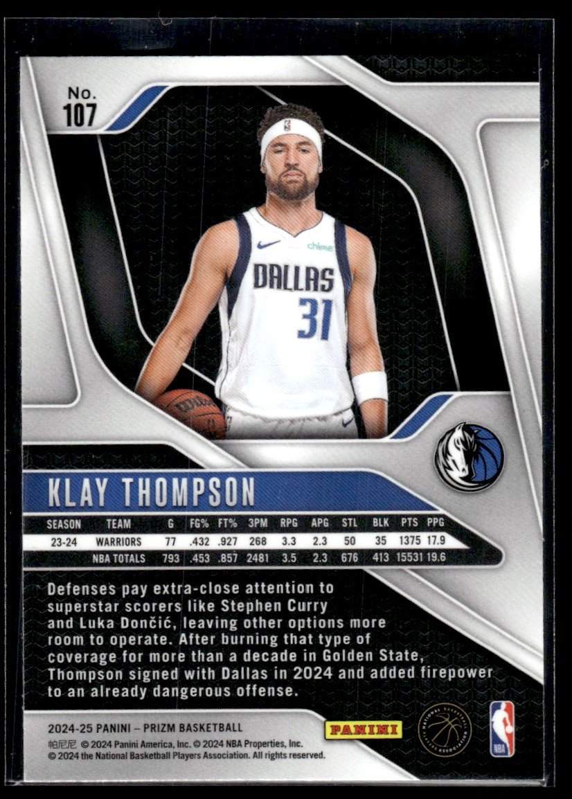 2024-25 Panini Prizm Klay Thompson Dallas Mavericks #107 | eBay