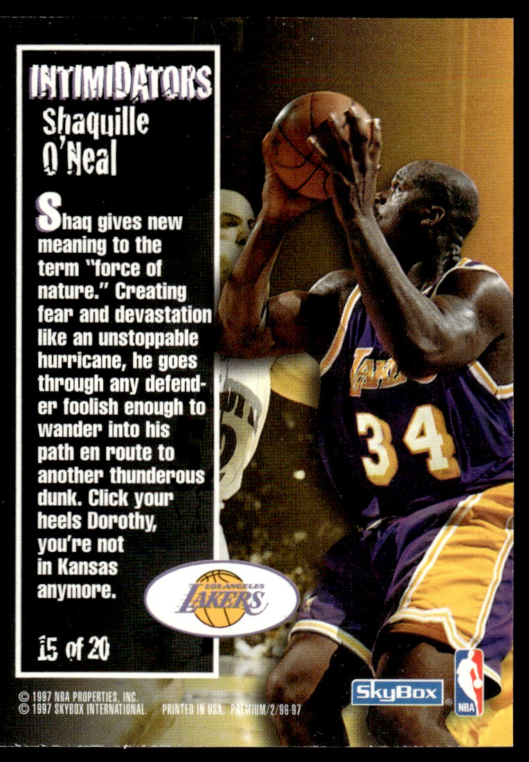 1997-98 skybox premium shaquille o'neal #15 card back image