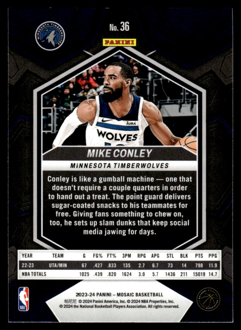 2023-24 Panini Mosaic Mike Conley #36 | eBay