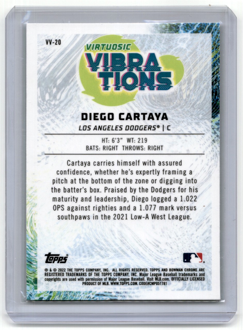 2022 Bowman #VV-20 Diego Cartaya Los Angeles Dodgers Virtuosic