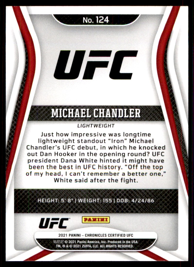 2021 Panini Chronicles Certified Michael Chandler #124 card back image