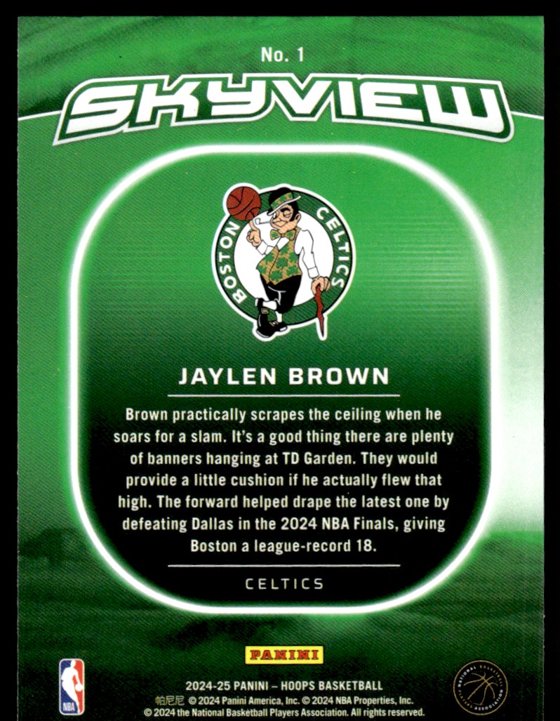 2024-25 Hoops Skyview Jaylen Brown #1 card back image