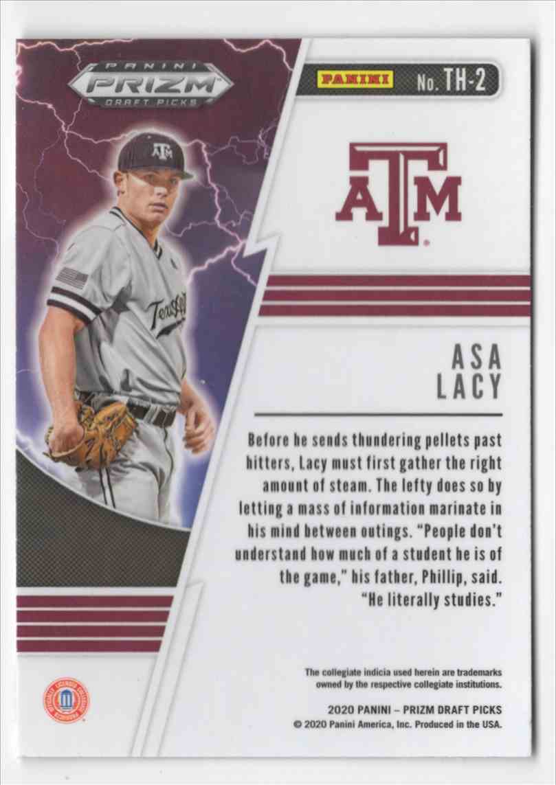 2020 Panini Prizm Draft Picks Thunderstruck ASA Lacy #TH2 card back image