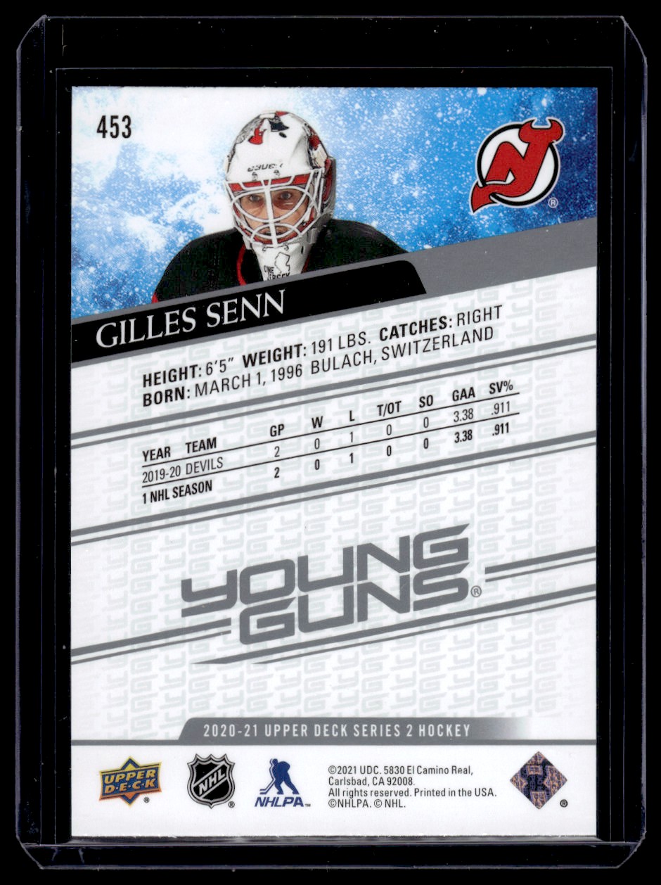 2020-21 Upper Deck Gilles Senn #453 card back image