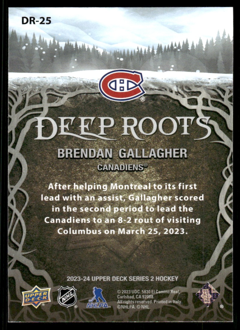 2023-24 Upper Deck Deep Roots Brendan Gallagher #DR-25 card back image