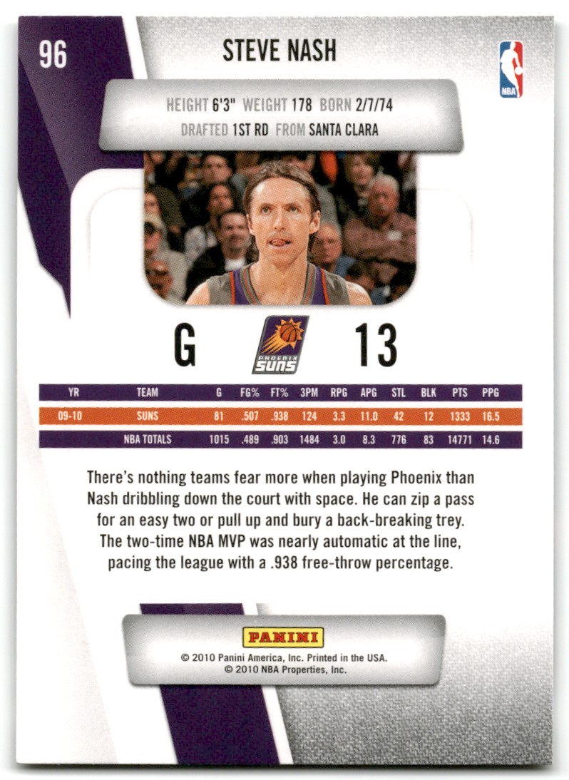 2010-11 Panini Prestige Basketball Card Steve Nash #96 Phoenix