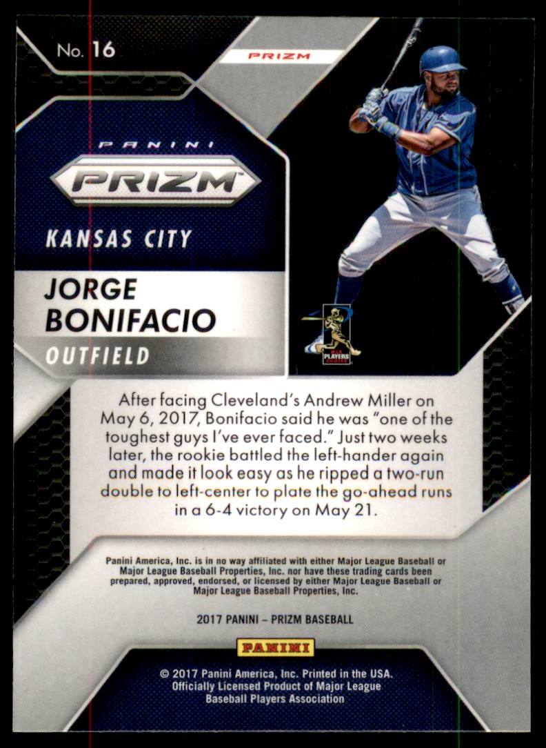 2017 Panini Chronicles Absolute Rookies Blue Jorge Bonifacio #16 card back image