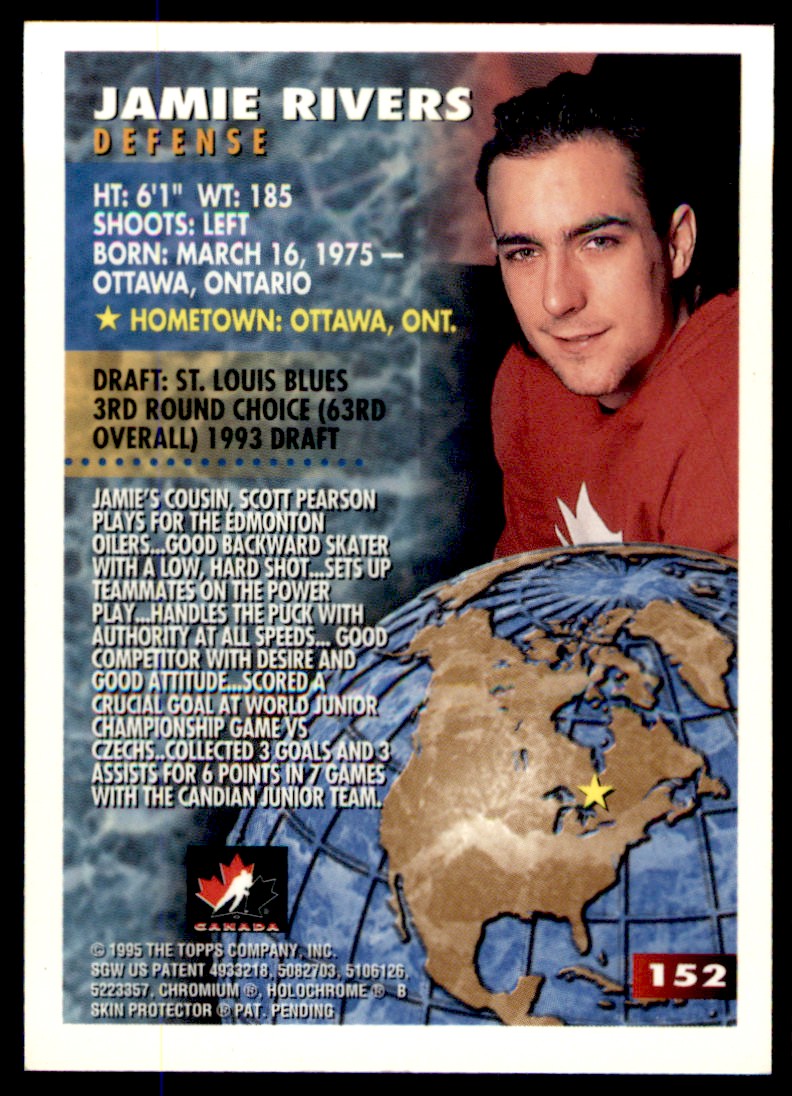 1994-95 Topps Finest Jamie Rivers #152 card back image