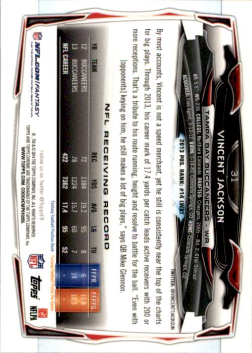 2014 Topps Chrome Xfractors Vincent Jackson Tampa Bay ...