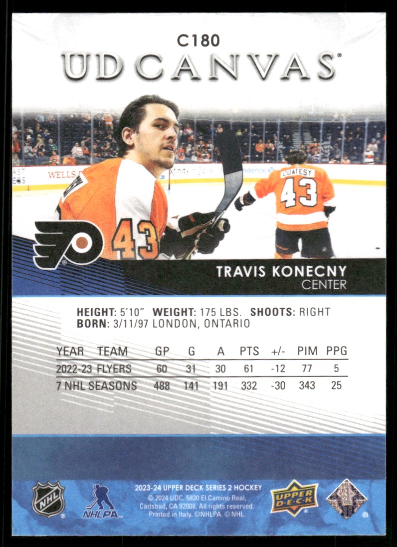 2023-24 Upper Deck UD Canvas Travis Konecny #C180 card back image