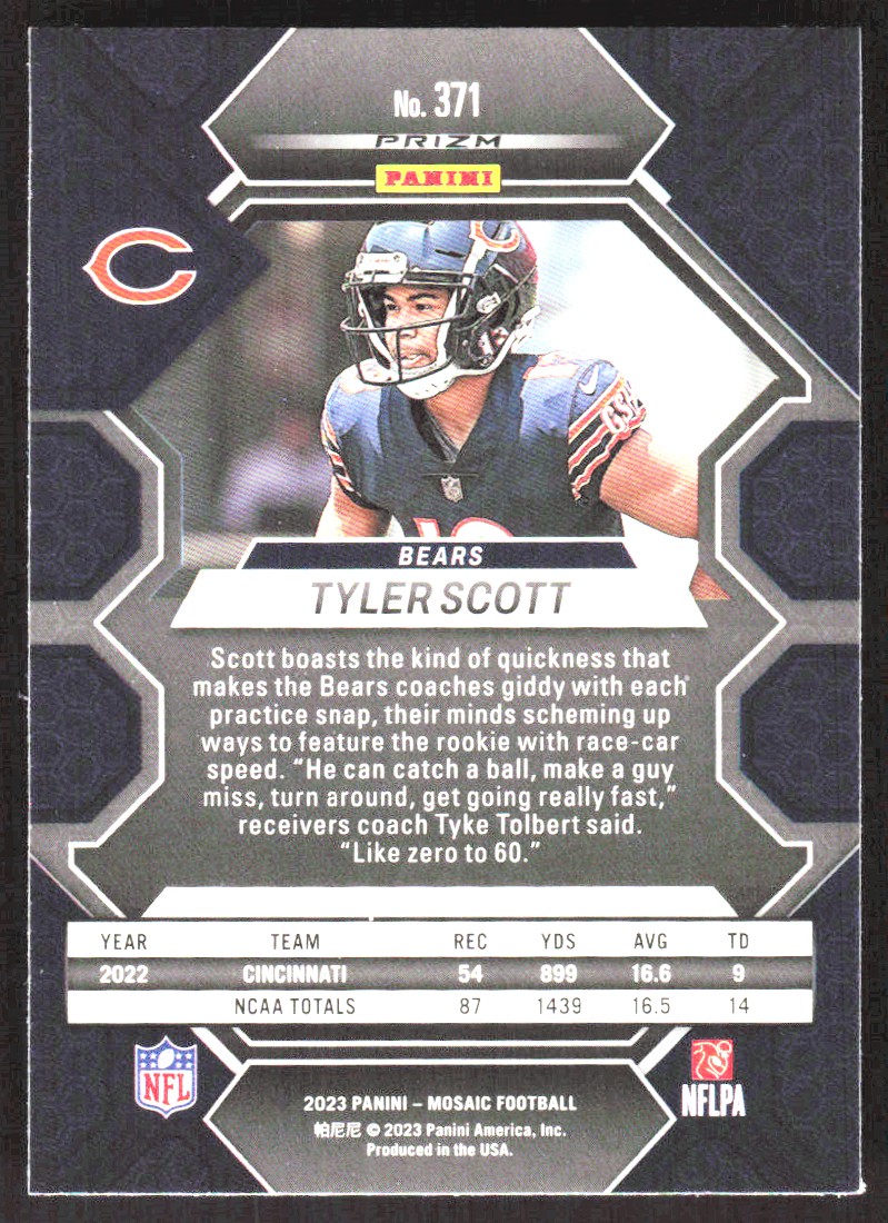 2023 446A Panini Mosaic MOSAIC PRIZM Tyler Scott Rookie Chicago